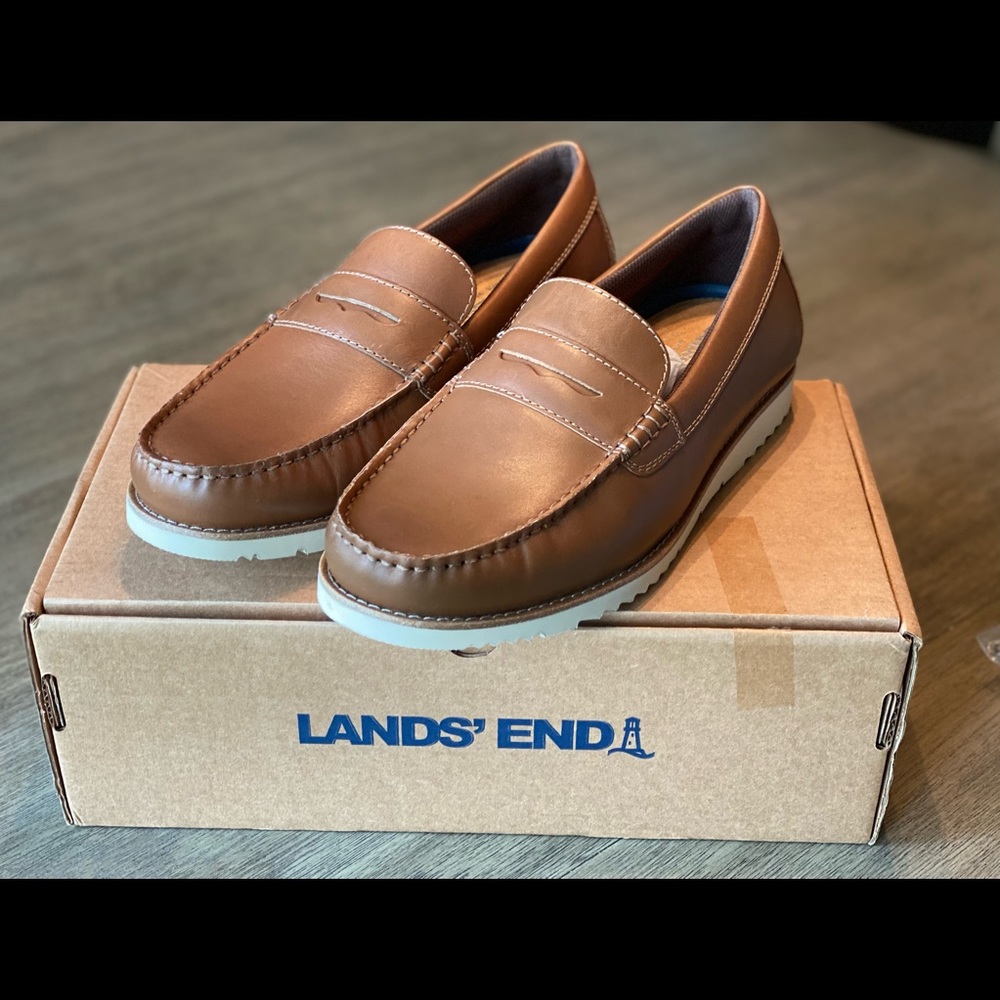 Lands’ End men’s leather penny loafers- comfort casual leather
